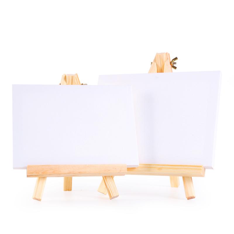 Solid Wood Mini Easel & Picture Frame with Paints - Children's Tripod Phone Holder
