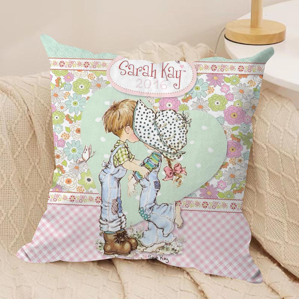 Sweet Anime S-sarah Kay Cushion Cover Silky Short Plush Double-Sided Printed Pillow Case for Sofa All Seasons Home Decor Gift