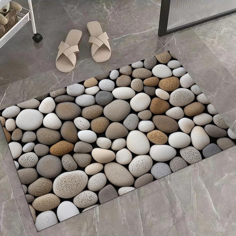 Tappetino Decorativo per Pavimento del Bagno a Forma di Sasso 3D Assorbente Tappetino per Pavimento del Bagno in Fango Diatomaceo Tappetino Assorbente per Pavimento WC