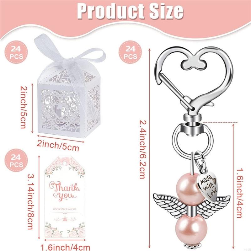 KX4B 24pcs Keychains with Candy Boxes Thank You Tags Baby Shower Guest Return Wedding
