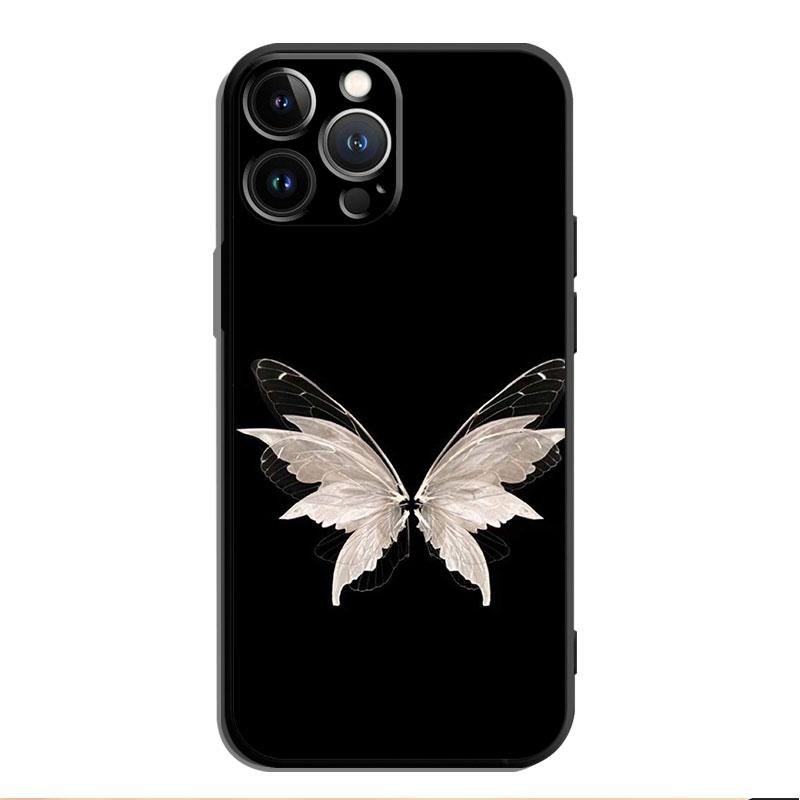 Black Butterfly Phone Case For iPhone Samsung Galaxy Redmi Xiaomi Oppo OnePlus Note S A 7 8 9 10 11 12 13 14 20 21 22 23 53 54 Pro Max Plus Ultra