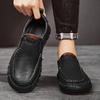 Fashion Handmade Male Slip on Flats New Breathable Loafers Genuine Leather Walking Shoes Fashion Comfortable Men's Casual Dress Shoes