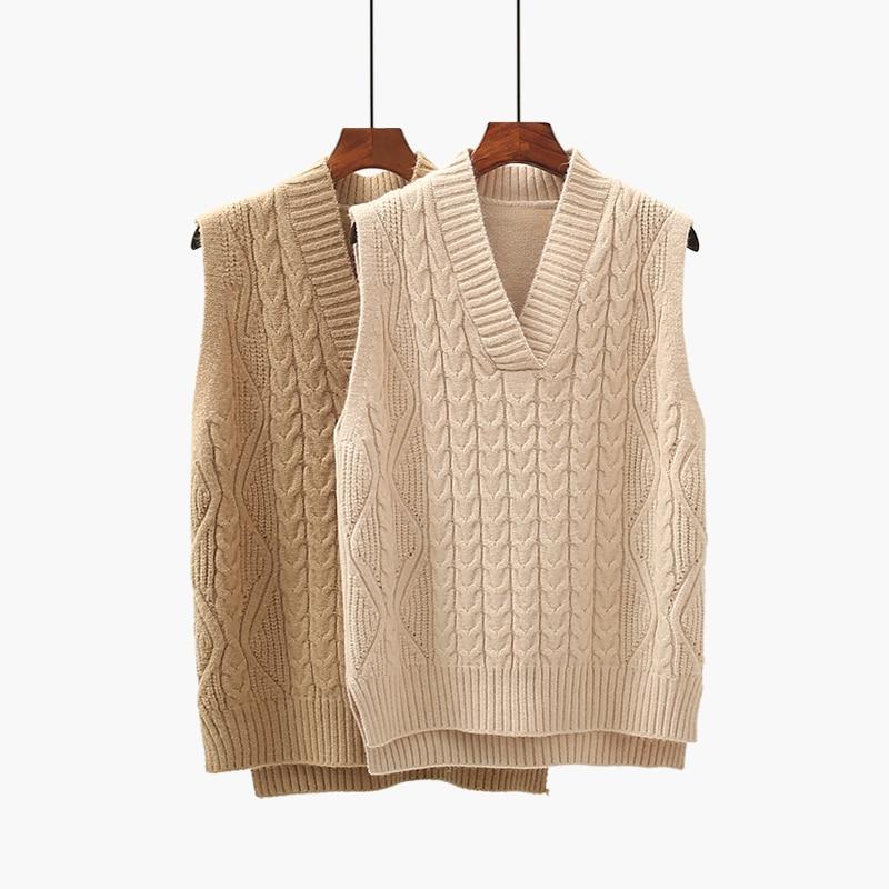 Twist Pullover Sweater Vest Women 2026 Autumn New Loose Net Red V-neck Waistcoat Wool Knitted Vest Women