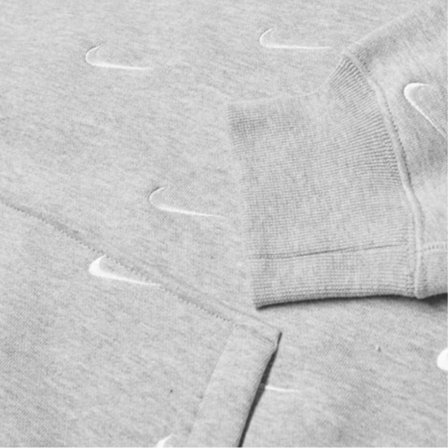 Nike NRG Allover Swoosh Logo Hoodie Grau Heather/Weiß Herren Streetwear CJ8907-050