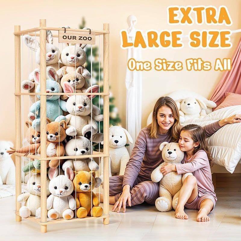 Wooden Plush Toy Storage Rack for Children's Room - Solid Wood Shelf for Dolls and Figures