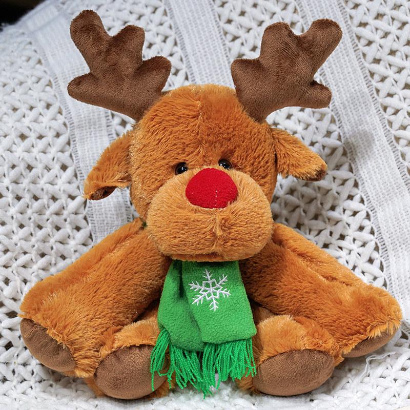 

Scarf Reindeer Plush Toys Fluffy Soft Christmas Party Atmosphere Decoration Exquisite Desktop Ornament Festival Gifts For Friend 28cm зелений