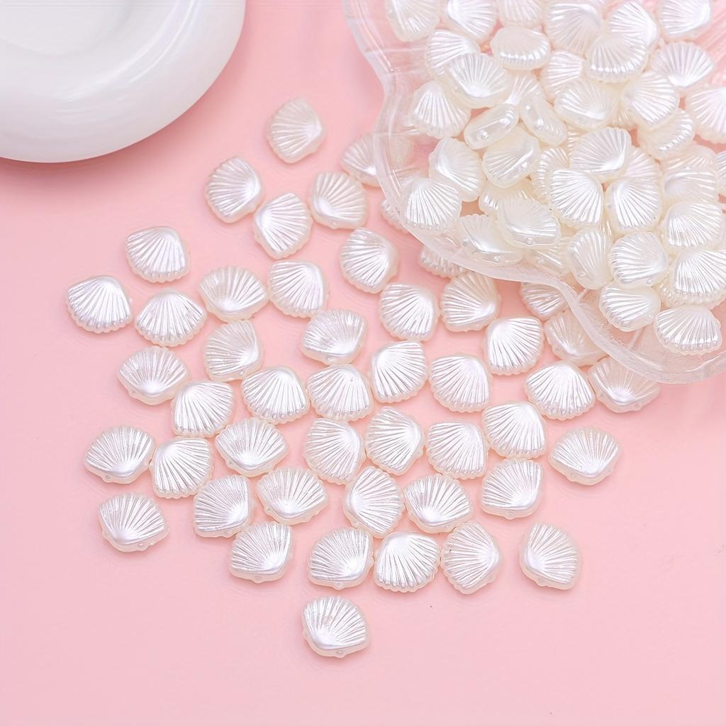 60Pcs Abs White Small Seashell Beads For Jewelry Making Diy Necklace Bracelet Key Chain Accessories