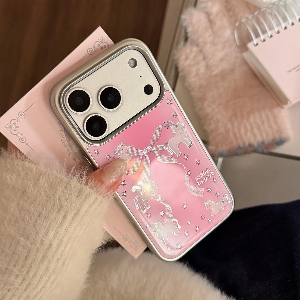 Gilt 17 Mobile Phone Case Iphone17promax Apple 16 Suitable for 14 Pink Bow Pony High-quality Mobile Phone Case