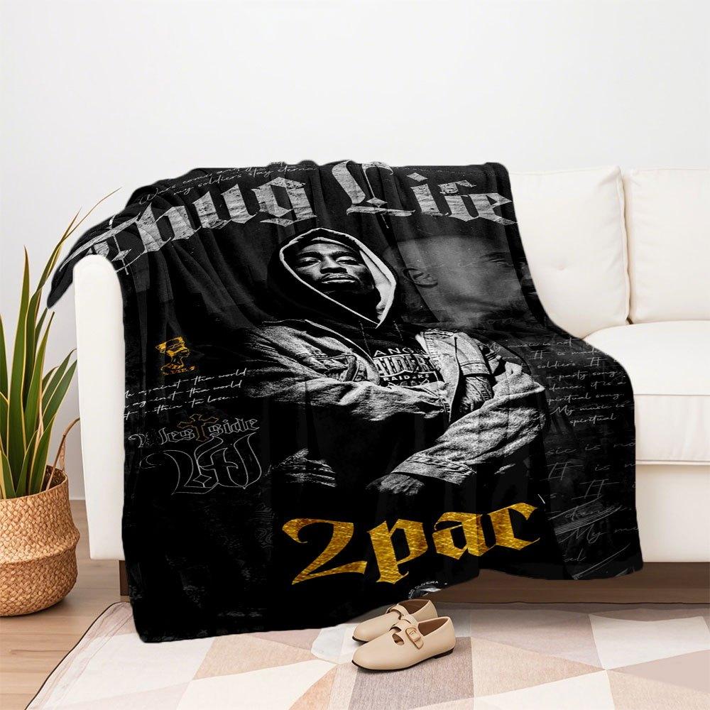 """Thug Life""": Tupacs Vermächtnis Hoodie - Streetwear Mode"Decke Flanell Überwurfdecke für Sofa, Bett, Reisen, Camping, Büro, Couch, Stuhl, A