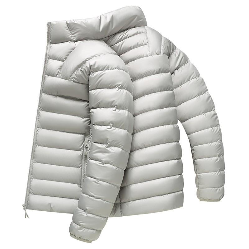 Mens Lightweight Winter Down Jacket Slim Fit Stand Collar Zip-Up Warm Outdoor Coat