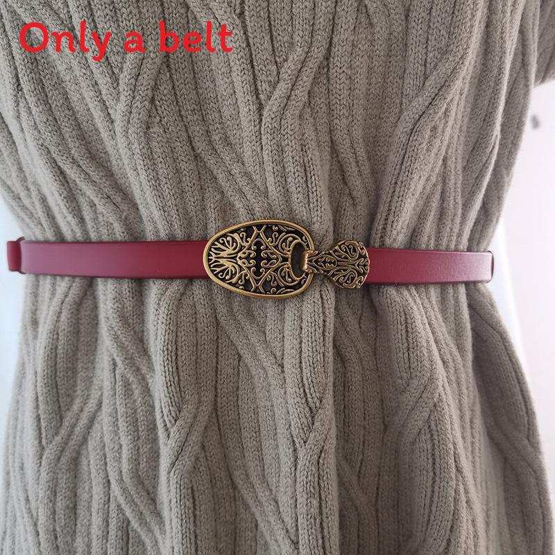 

Leather Belt For Women Slim Durable With Alloy Buckle For Casual Wear