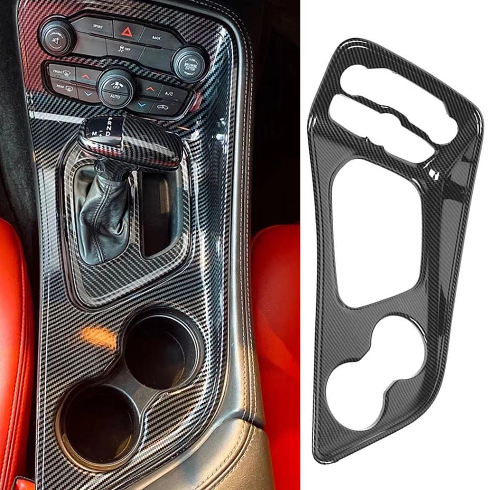 Carbon Fiber Black Accessory For Dodge Challenger 2015-2022 Center Console Gear Shift Panel Interior Decorative Cover Trim