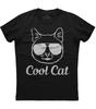 Coole Katze Haustier Mit Brille Herren Kurzarm Neu Baumwolle Schwarz T-Shirt