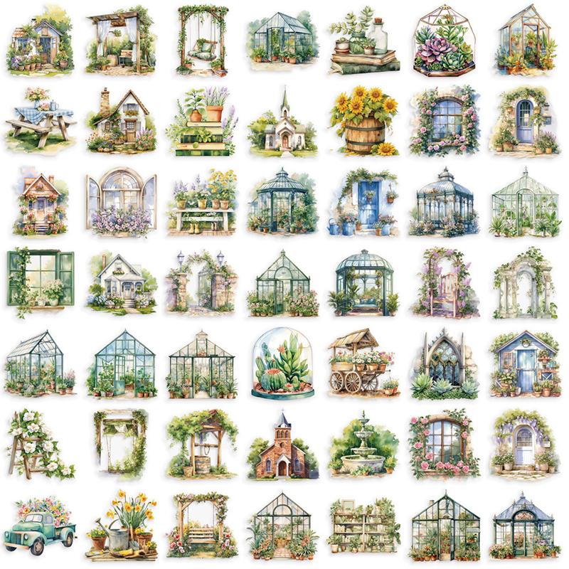 50Pcs Flower Field Cottage Cartoon Stickers Diy Scrapbooking Guitar Snowboard Motorcycle Luggage Pet Sticker