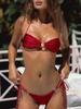 Yeni düz renk bağcıklı bikini seksi yırtmaçlı set mayo kadın bikini mayosu
