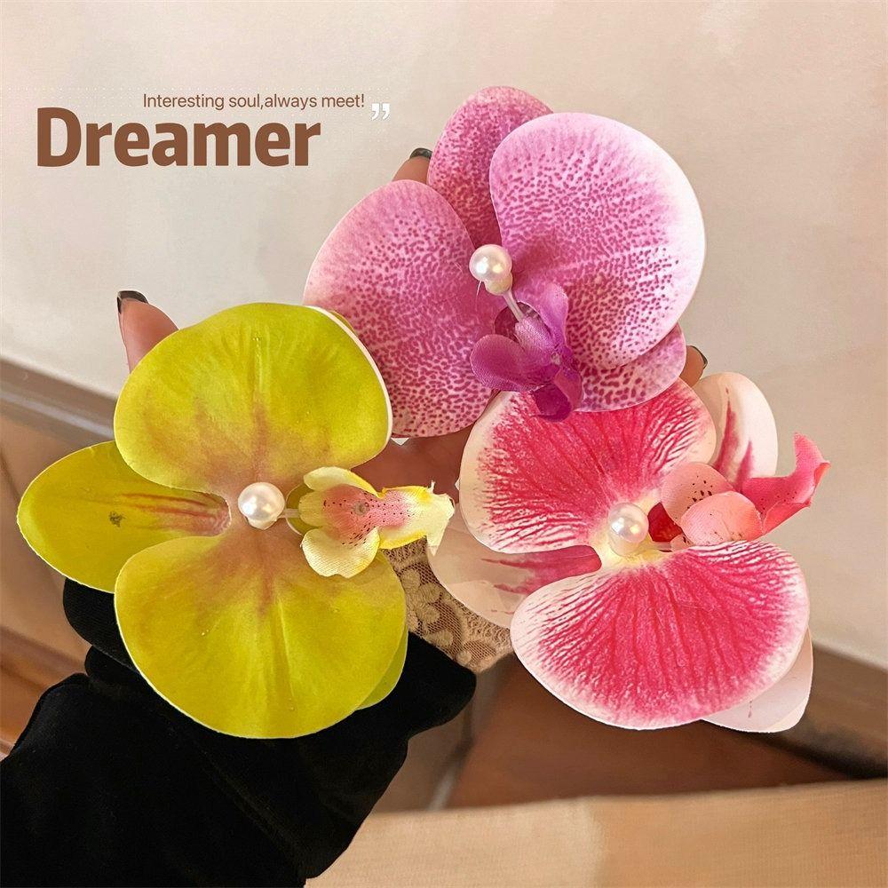 Cloth Orchid Flower Hairpin Pearl Girl Hair Clip Cute Flower Hair Clip  Women