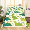 Cute Dinosaur Duvet Cover King Queen Kawaii Cartoon Wild Dino Bedding Set For Kids Boys Girls Jungle Animals Comforter Cover
