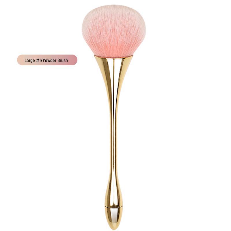 Long-Handle Electroplated Makeup Brush with Soft Bristles - Ideal for Powder and Nail Art Applications