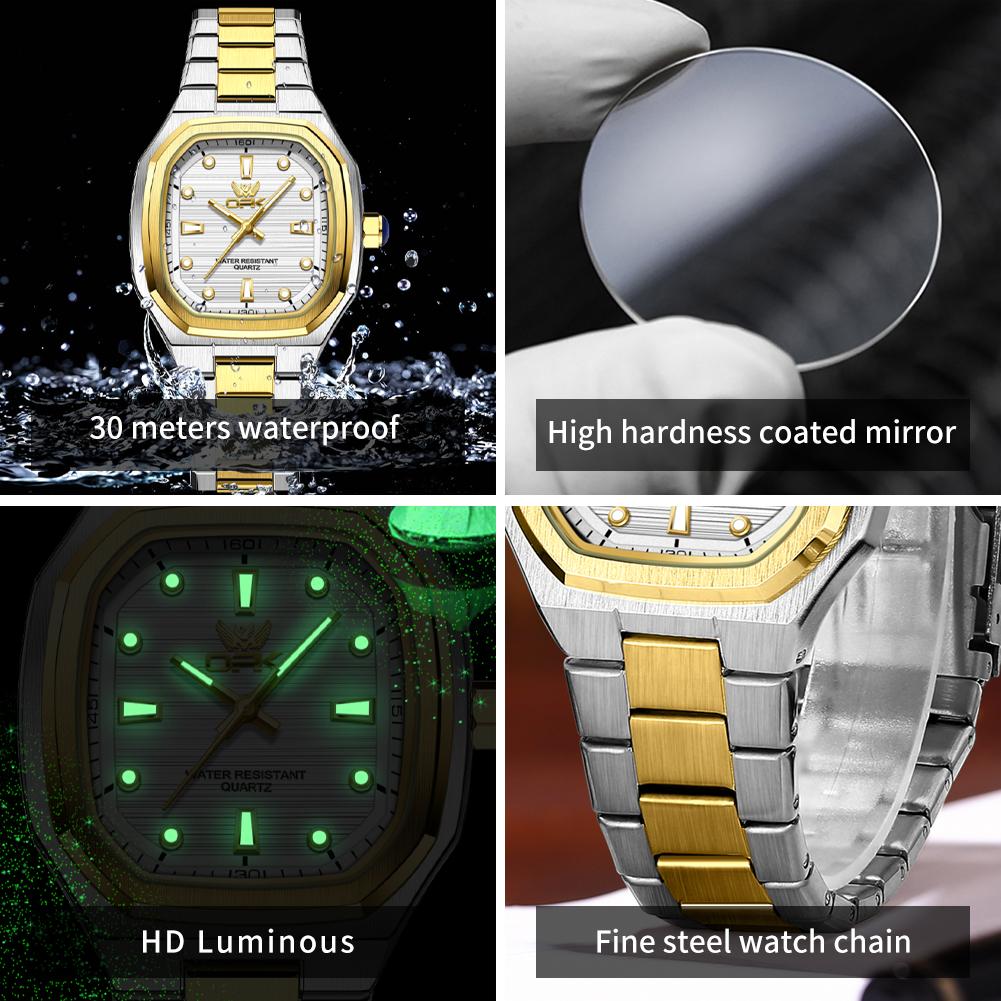 OPK 6044 Quartz Man Watch Steel Strap Waterproof Luminous Auto Date Men's Wristwatches Simple Fashion Watches For Men