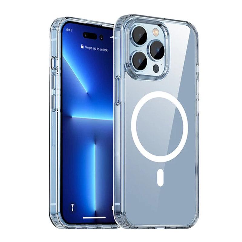 

Магнитный чехол для iPhone 16 15 14 13 12 Mini 11 Pro Max для MagSafe Прозрачный противоударный чехол для телефона PC+TPU Shell iPhone 11 Pro прозрачный