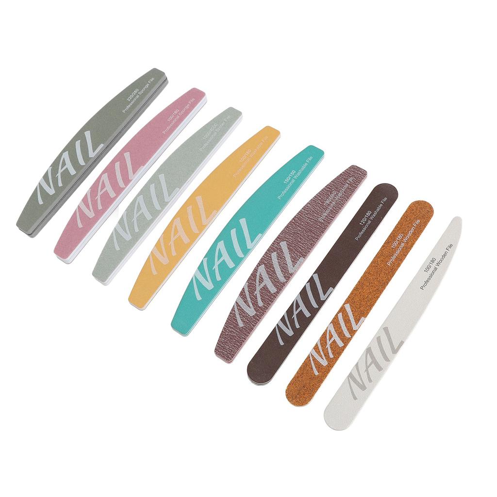 9 Piece Nail File Set Different Shape Professional Manicure Tools Washable Nail Buffer Set for Acryl