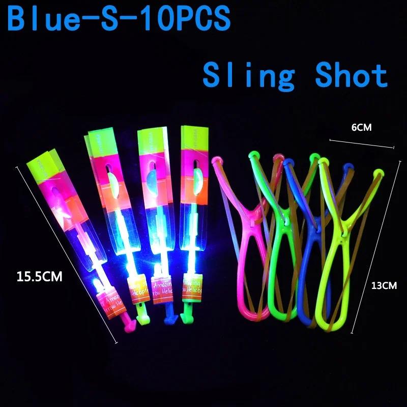Summer Outdoor Games LED Lights Arrow Slingshots Flying Toys Kids Flying Helicopters Birthday Party Fun Gifts Elastic Slingshots