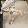 4 High Heels sind nicht fußmüde, schöne Sandalen, Frühlings-Senior-Feeling sexy pinke dünne Absätze eckige Spitze High Heels Damen