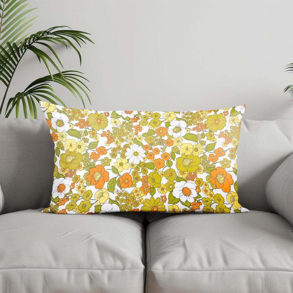 Home Decor Colorful Floral Pattern Pillowcases Suitable For Sofa Bedroom Car Pillow Cover Cushion Rectangular Back Cushion