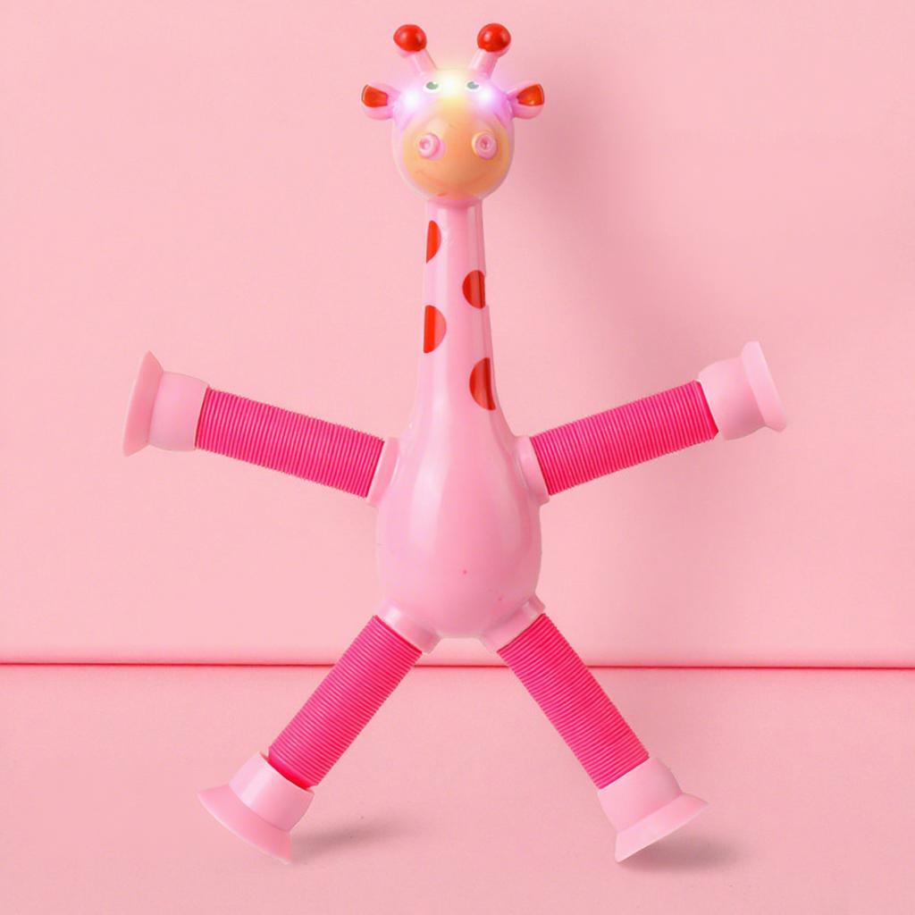 Novelty Giraffe Cartoon Telescopic Tube Educational Plastic Stress Relief Toy with Suction Cup Variable Shape for Child Gifts