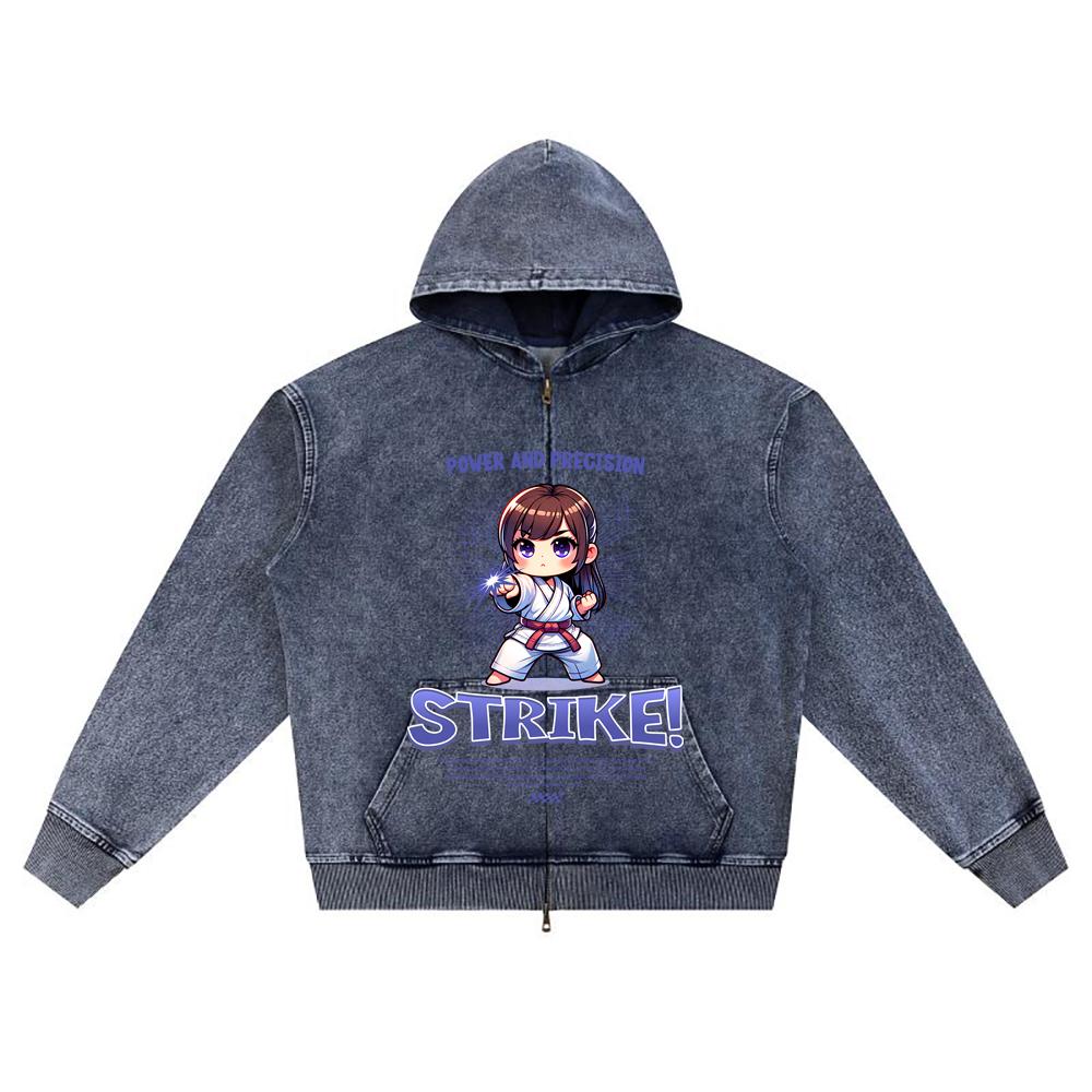 

DTG print Knitted Denim Zip-Up Hoodie STRIKE Brother Print Zipper Hoodies XL темно-синий