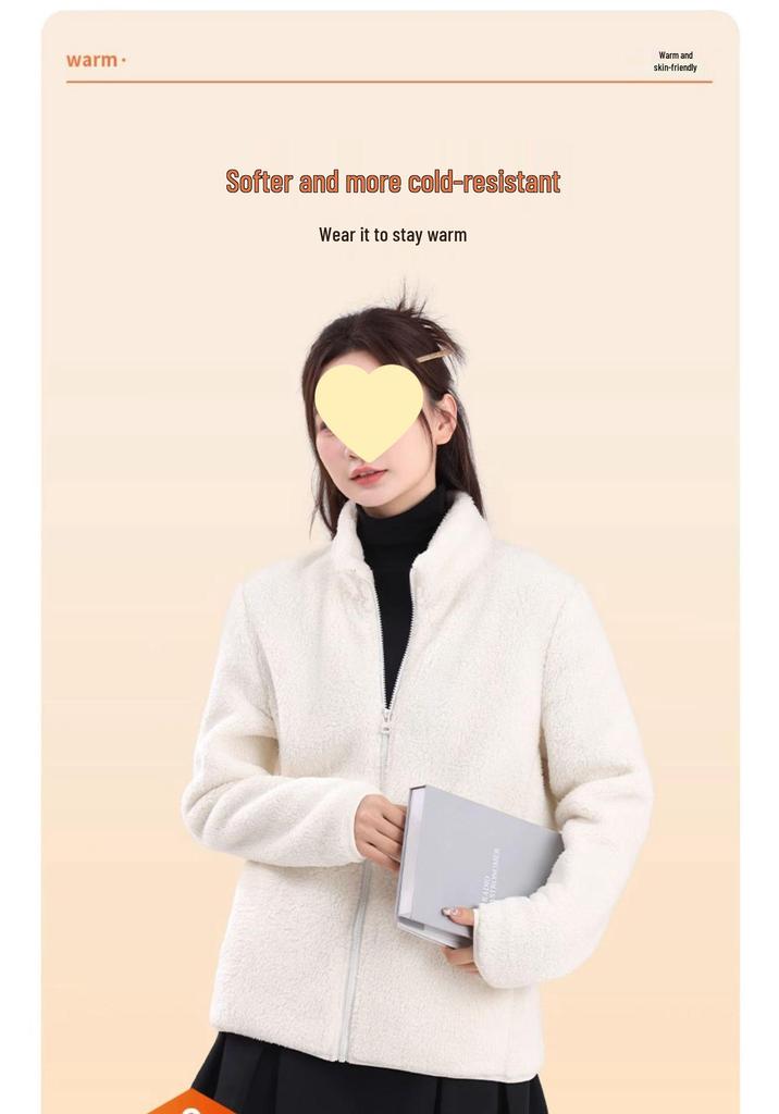 Women's Double-Sided Fleece Jacket - 2024 New Autumn/Winter Gray Stand-Up Collar Coat