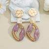 Maillard Retro Purple Oval Gold Wire Wrapped Luxury Earrings for Women