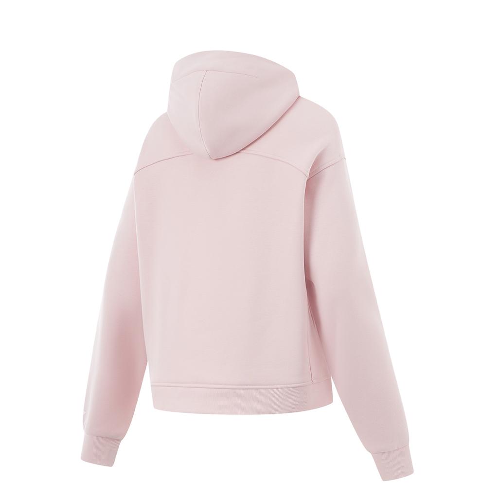 Li Ning Fitness Series Anti-Static Anti-Bacterial Warm Pullover Hoodie Loose Sports Long Sleeve Fleece Sweatshirt Women Sweatshirt AWDUF14-3