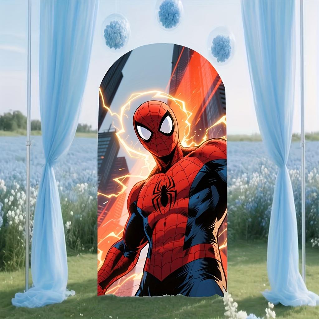 BEPAN Spider-Man theme arched background customizable children s boy birthday party decoration photobackgroundphotography studio props 1.6x3.9ft(50x120cm)