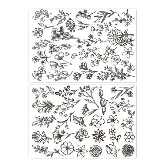 2 Sheets Water Soluble Embroidery Stabilizer DIY Stick Stitch Embroidery Paper with Pre-Printed Flowers Leaves Animals Pattern Beginners Sewing Lover