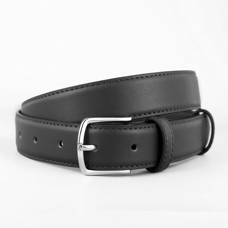 

No Ip Classic Leather Belt For Women With Silver Buckle For Casual Jeans Wear чёрный