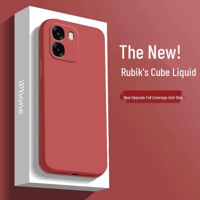 OPPO A6S Pure Color Liquid Silicone Case: Drop-Proof, Fully Enclosed, Straight Edge, Soft Phone Case