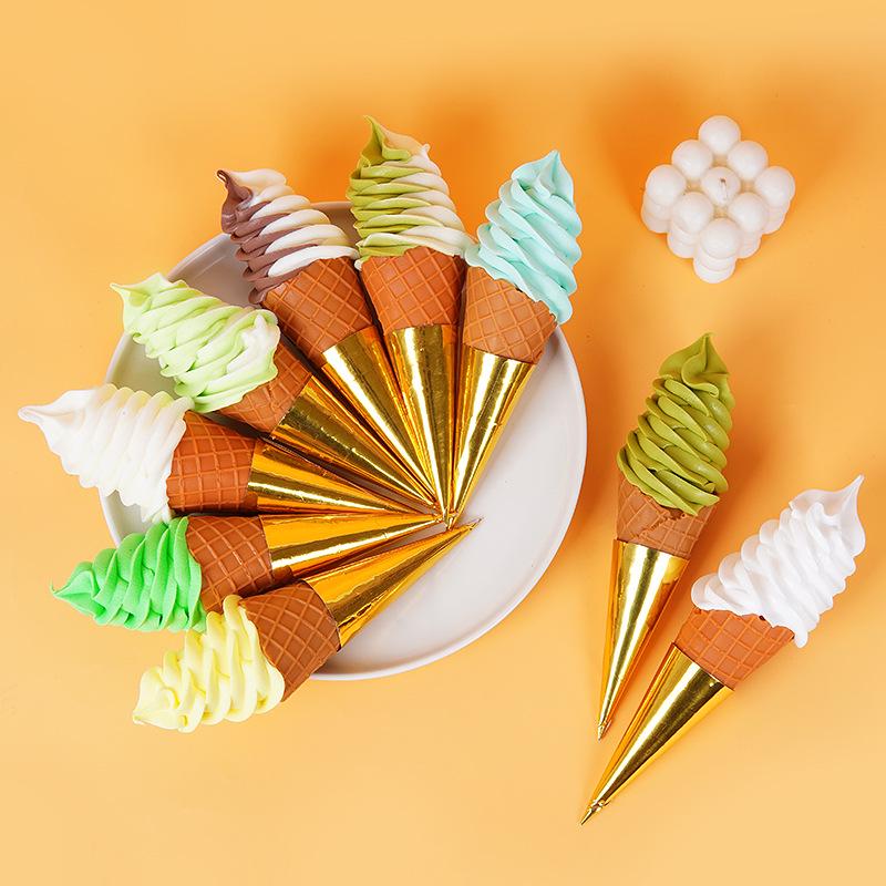 Night Market Ice Cream Cone Model: Realistic Torch Dessert Prop for Photography and Decor