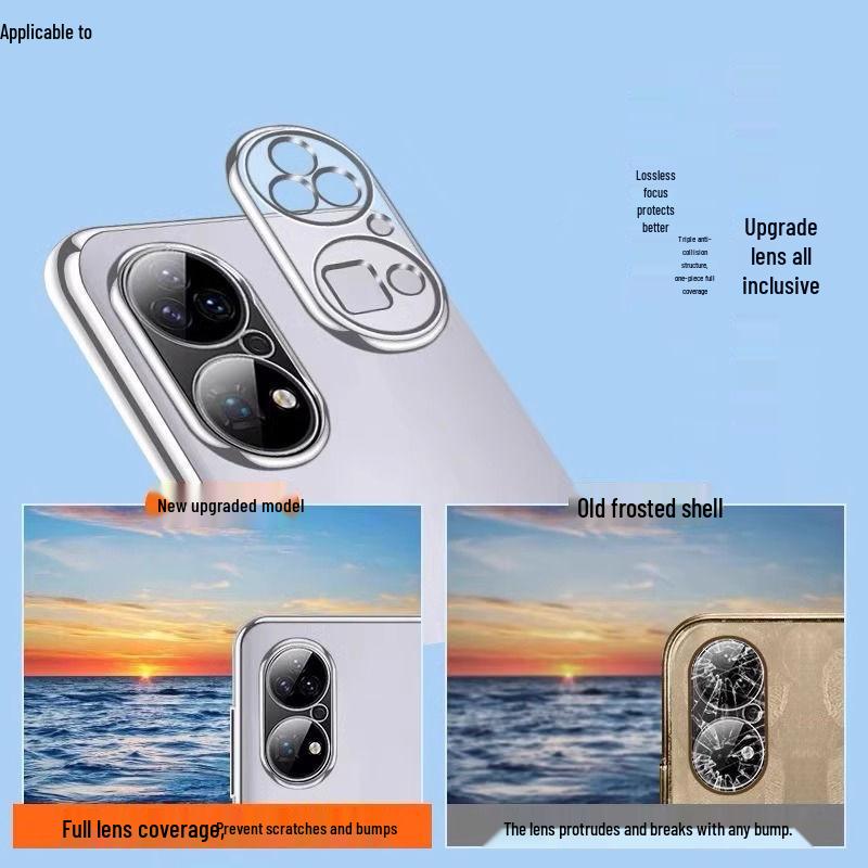 Ultra-Thin Transparent Silicone Case with Electroplated Soft Shell for Huawei P50 - Men's Anti-Fall Protection