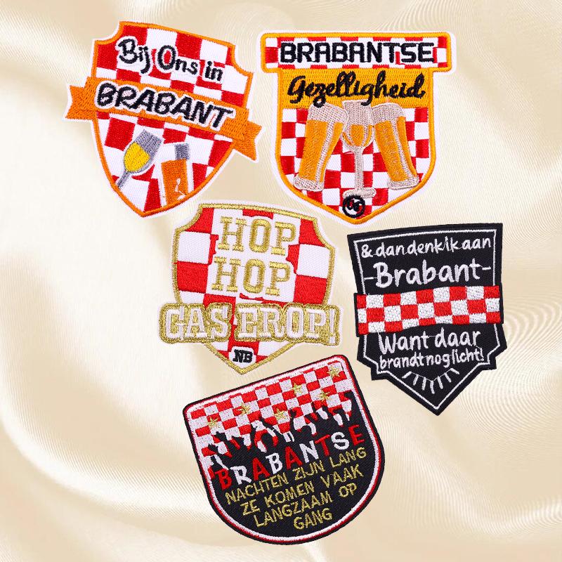 

5pcs /Set Netherland Carnival Patch Iron On Patches For Clothing Uniform Brabant Emblem Full Embroidered Patch Sew Applique