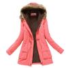 IELGY Winter Mid-length Cotton-padded Jacket Large Fur Collar Hooded Thickened Cotton-padded Jacket Jacket