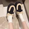 Fashion fluffy slippers women's new autumn and winter thick-bottomed warm bag head solid color half-tray cotton slippers
