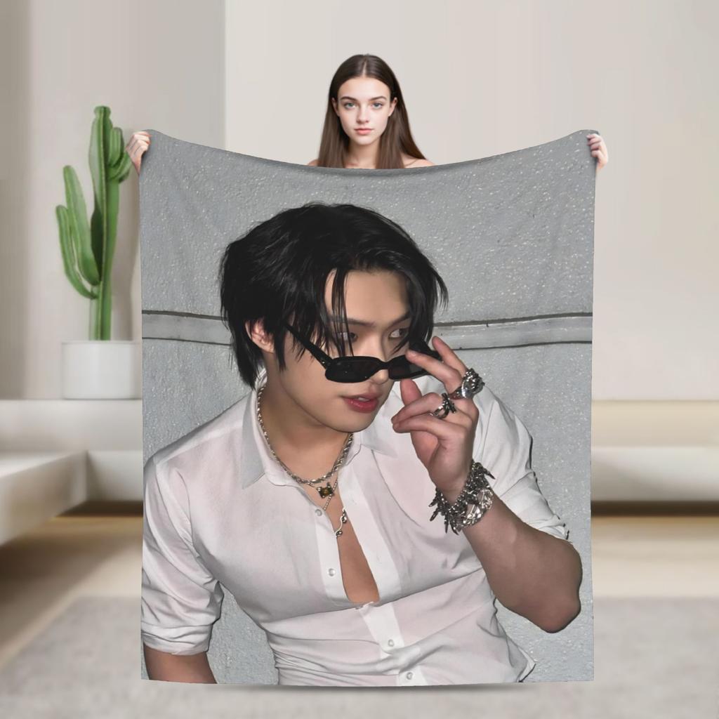 Seonghwa Kpop Ateez Band Plush Blanket Child Flannel Throw Blanket For Outdoor Warm Soft Custom Quality Bedspread Gift