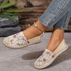 Rutschfeste Vintage-Schuhe Damen Leinenschuhe Neuer Chinesischer Stil Nationaler Stil Bedruckte Grasweberei Schuhe Weiche Sohle Rutschfeste Mama-Schuhe