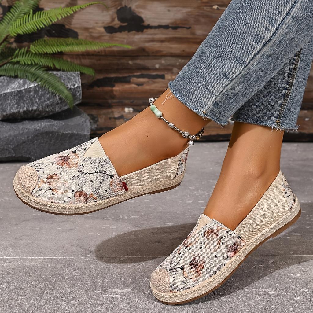 Antypoślizgowe Buty Vintage Damskie Lniane Buty Nowy Chiński Styl Styl Narodowy Drukowane Buty z Trawy Plecione Miękka Podeszwa Antypoślizgowe Buty dla Mamy