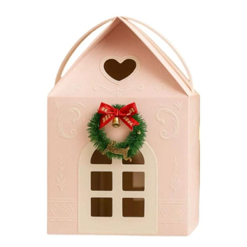 Handcrafted Paper Holiday House Christmas Decoration for Parties Offices Celebration Elegant Cottage Gift Box