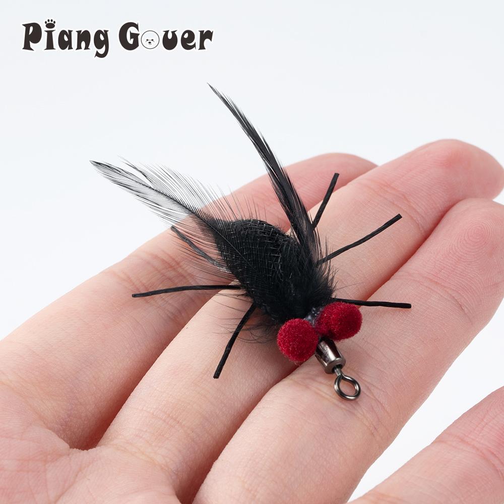 

Wholesale Artificial Insect Red Eyes Fly Cat Toy Teaser Stick for Changing Head Feather Pet Toys Wand Accessories 15pcs чёрный