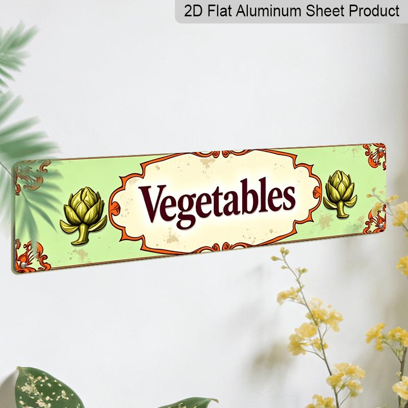 2D Flat- 1pc Vintage Vegetables Aluminium Decorative Sign |High-Quality Aluminum, Durable UV and Corrosion Resistant, Ideal for Cafes, Bars, Homes