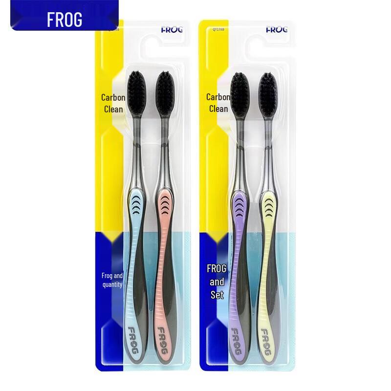 Frog QT178B Black Carbon Soft Bristle Toothbrush 6-Pack