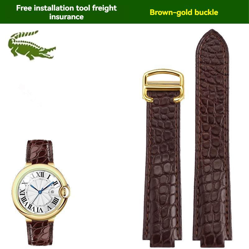 Crocodile leather watch strap For Cartier blue balloon WSBB0025 W69012Z4 14-8mm 16-8mm 18-11mm 20-12mm 22-14mm convex watchband